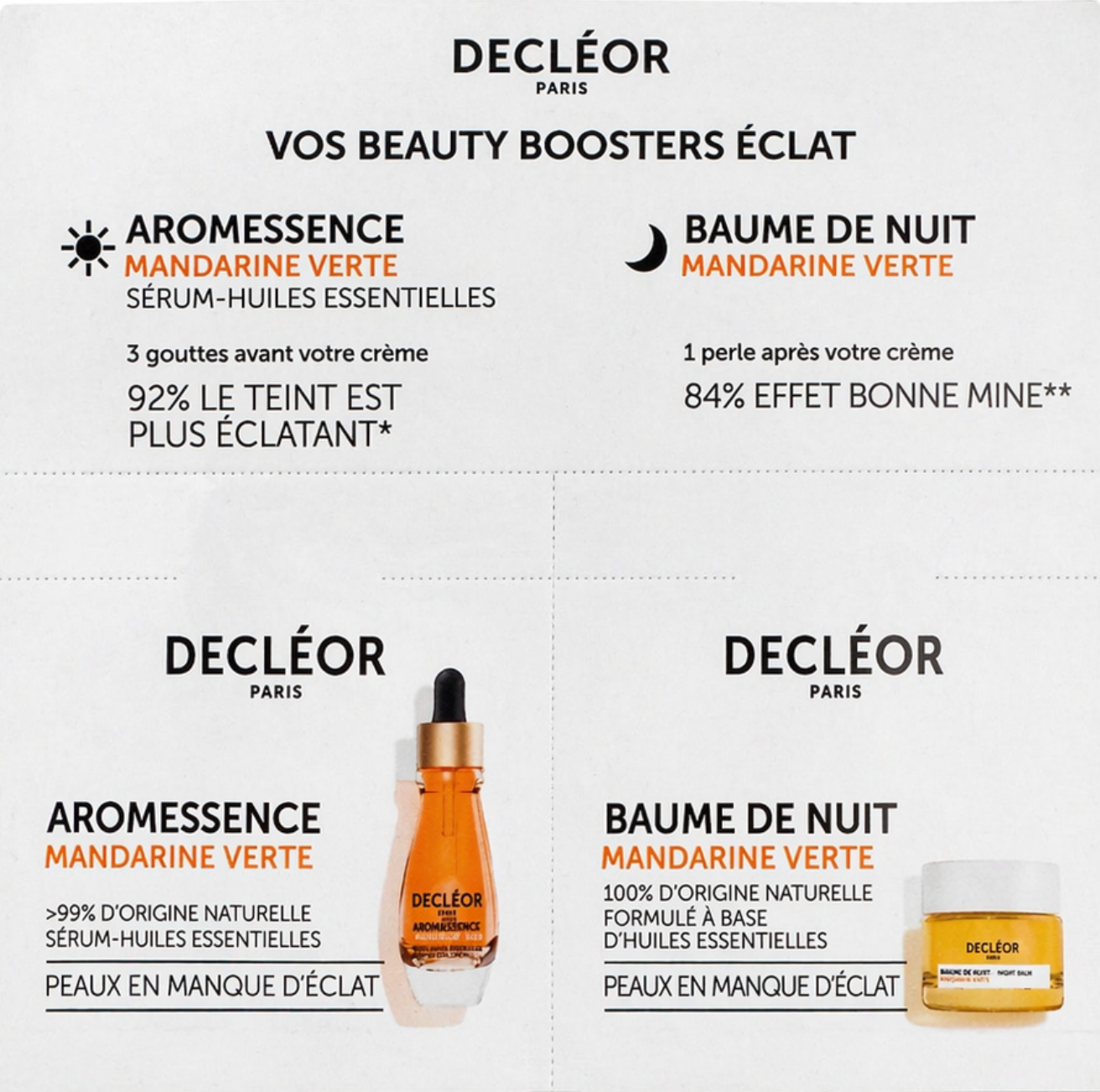 ÉCHANTILLON DUO BEAUTY BOOSTERS MANDARINE VERTE